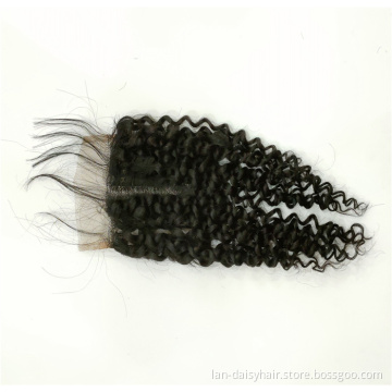 T Part by hand made 100% Human Hair Good Quality  Toupee  Wholesale Jerry Curly  4*4 half hand made Closure